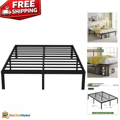 Sturdy Heavy Duty Black Metal Platform Bed Frame, California King, 14 Inch
