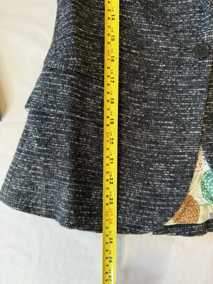 Blazer Cartonnier Anthropologie Feminino Pequeno Preto Branco Tweed Academia Preppy - Imagem 4 de 4