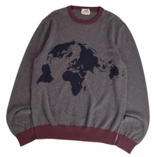 Hermes knitted sweater pullover 100% cashmere top men's L gray Used MOLO-0