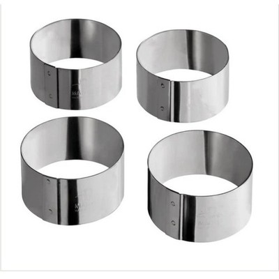 MATFER BOURGEAT Pro Stainless Steel Cake Tart Ring Round Mold 60x30 Set of 4 NWT