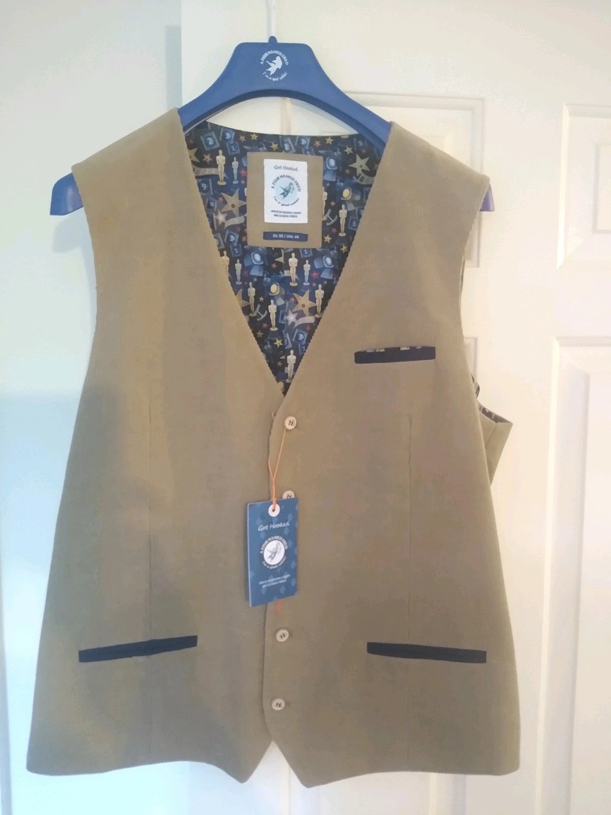 A Fish Named Fred Waistcoat, Rib Pattern (UK Size 46) BNWL 100% Cotton