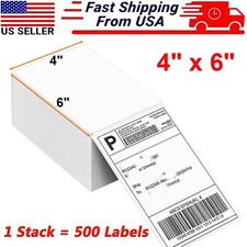 500 4"x6" Fanfold Direct Thermal Shipping Labels Blank for Zebra Rollo Printer