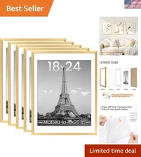 Elegant 5-Piece 18x24 Picture Frame Set in Gold for Stunning Collage Displays