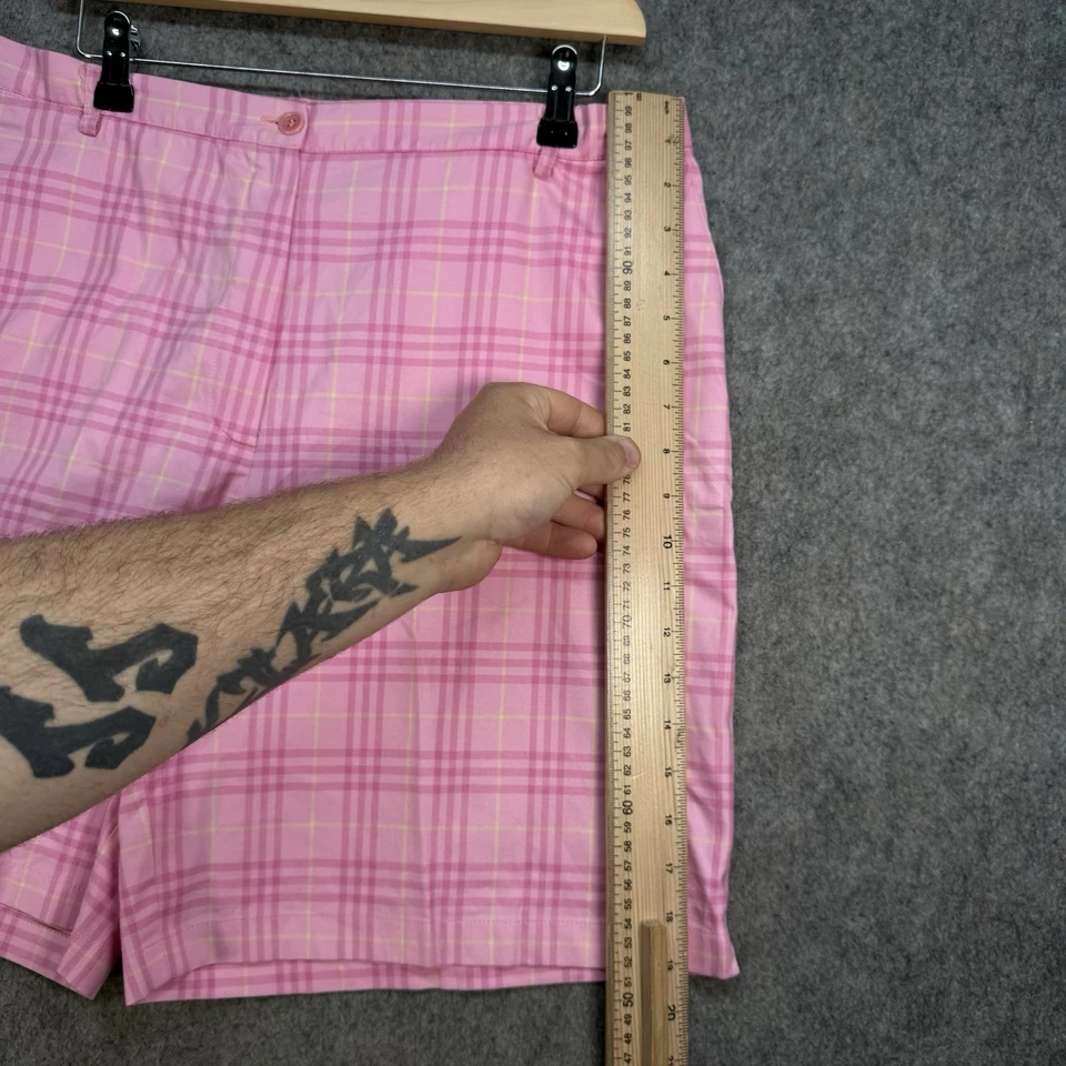 Burberry Shorts Womens Size UK 18 Pink Nova Check Cotton Golf Preppy — 第 3/4 张图片