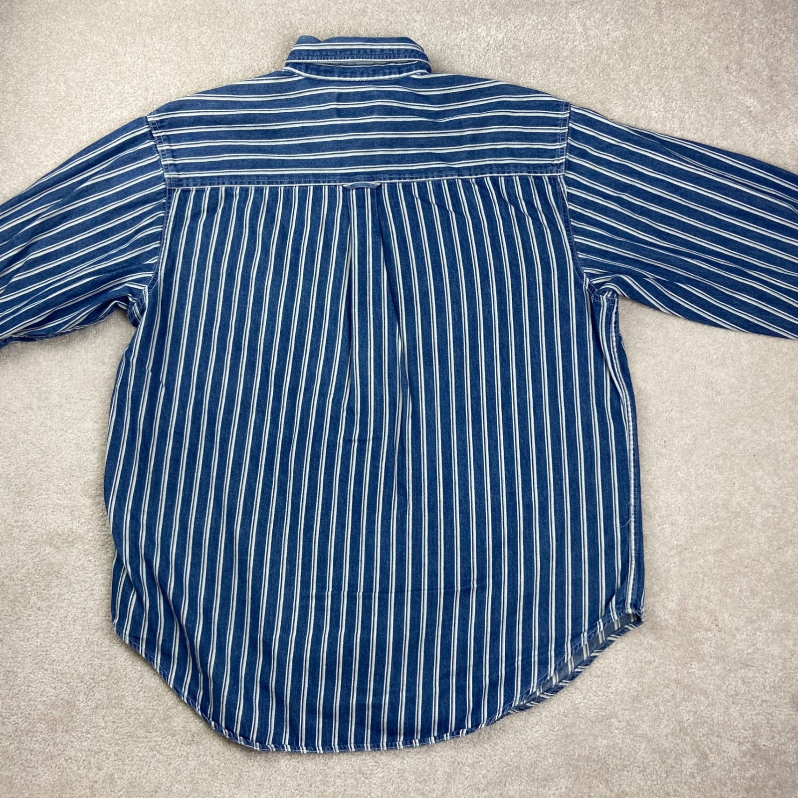 Vtg Basic Editions Button Down Shirt Mens XLT Blu… - image 7