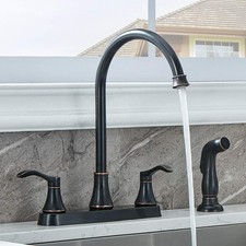 VALISY 3 Hole or 4 Hole 2 Handle Kitchen Faucet with Side Sprayer, Commercial Le