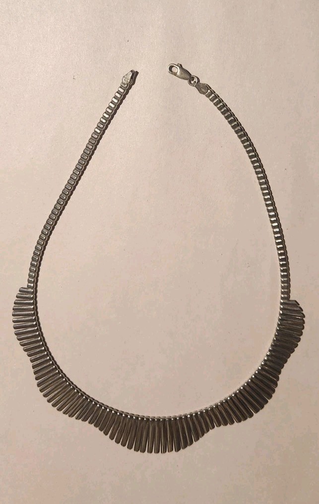 CLEOPATRA STYLE 17" SOLID STERLING SILVER NECKLAC… - image 1