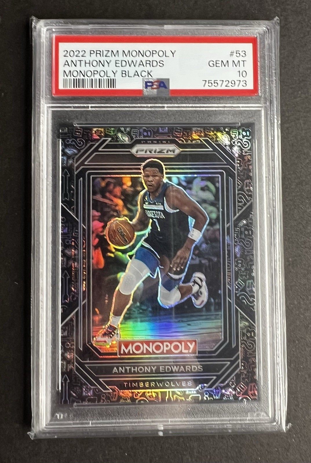 2022 Panini Prizm Monopoly Black Icons #53 Anthony Edwards PSA 10 💎 🐜