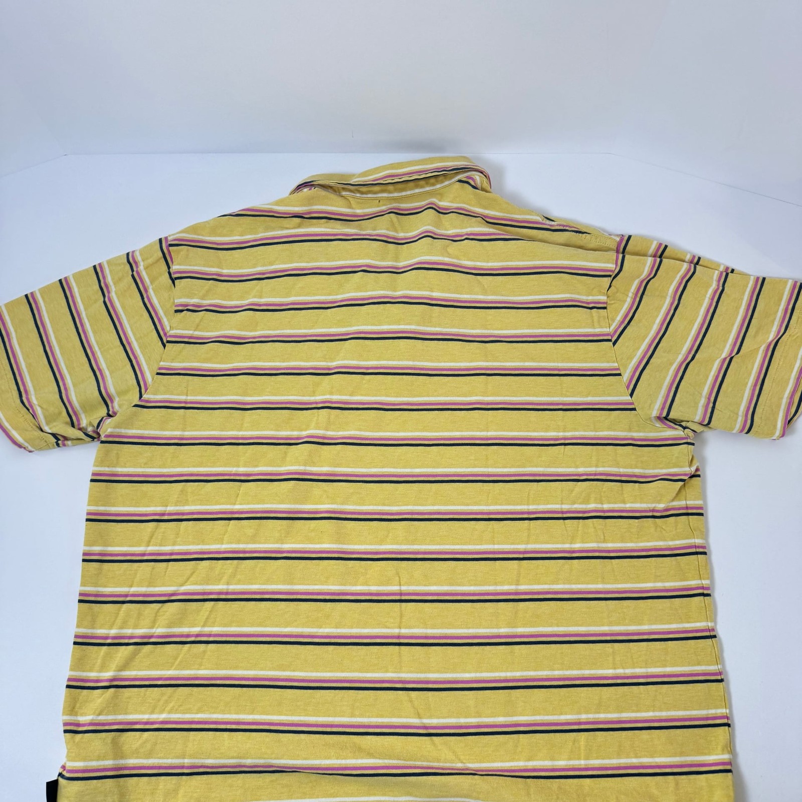 Patagonia Mens L Polo Shirt Yellow With Pink And White Stripes  thumbnail 6