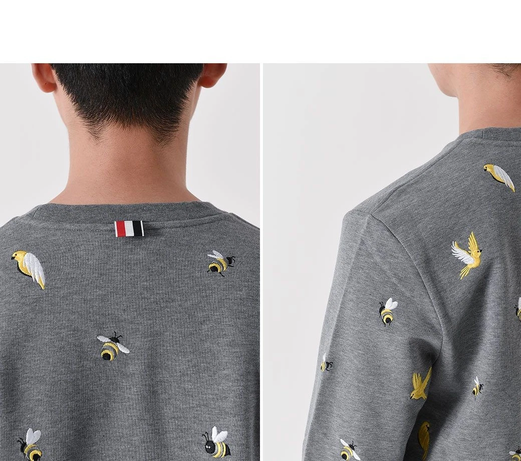 Felpa Thom Browne Uccellino e Ape Grigio MJT367E 46015488