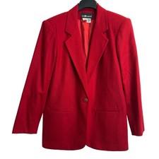 Sag Harbor Vintage Red 100 Wool Blazer Jacket Size 10 Single Button Pockets