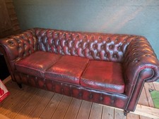 Classic Oxblood Leather Chesterfield 3 Seater Sofa