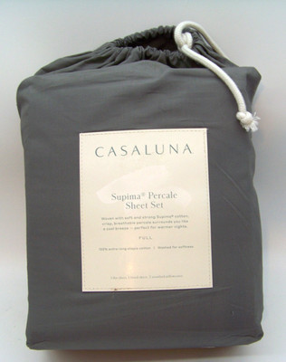 Casaluna Supima Percale Sheet Set Full Size Dark Gray 250 Thread Count 2020