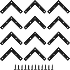 L-Shape Corner Brace Brackets, 3.15" X 0.62", 12 Pcs, Black