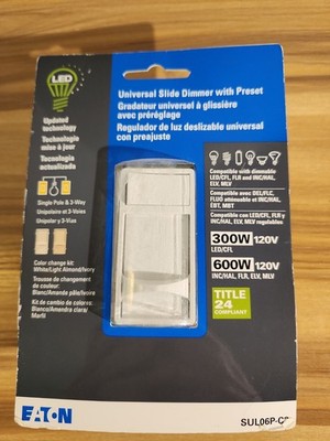 Eaton Universal Slide Dimmer Single Pole 3 Way SUL06P-C2 300W 120V NEW
