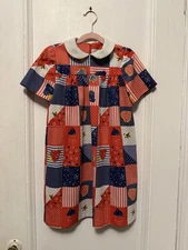 Sears vintage 70s floral print patchwork girls dress size 6