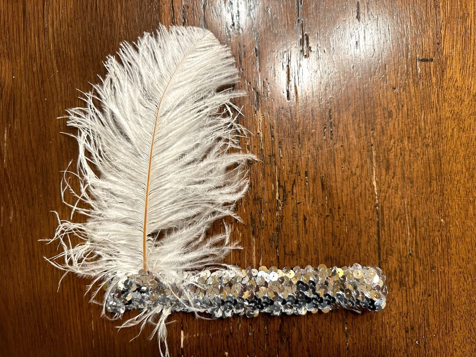 Disfraz Flapper Halloween Adolescente Niña Talla L 12-14 Hecho a Mano Pluma Rugiente Años 20 Foto 3 de 4