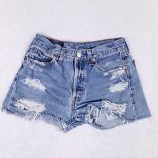 Vintage 90s Levi's Cutoff Shorts W29 Distressed Denim USA Made Festival Grunge