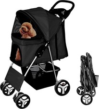 Display4top Pet Travel Stroller Dog Cat Pushchair Pram Jogger Buggy Black 