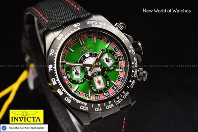 Invicta Men's Speedway Green Dial Quartz Chronograph BLACK Tone Watch