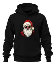 Santa Claus Sunglasses Cool Hipster Retro Vintage Santa Hat Unisex Hoodie 