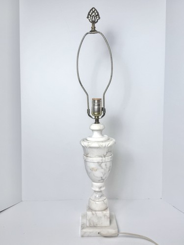 Vintage Alabaster Urn Lamp Italian Pedestal Carved Marble Stone Finial 29" - Picture 13 of 24