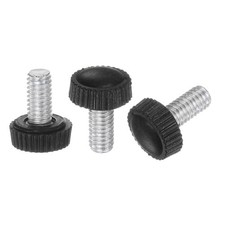 20pcs M6 x 12mm Metric Male Thread Knurled Knob Thumb Screw Clamping Knob Black