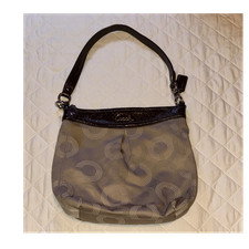 Coach Beige Brown Logo Shoulder Bag with Detachable  Adjustable Strap