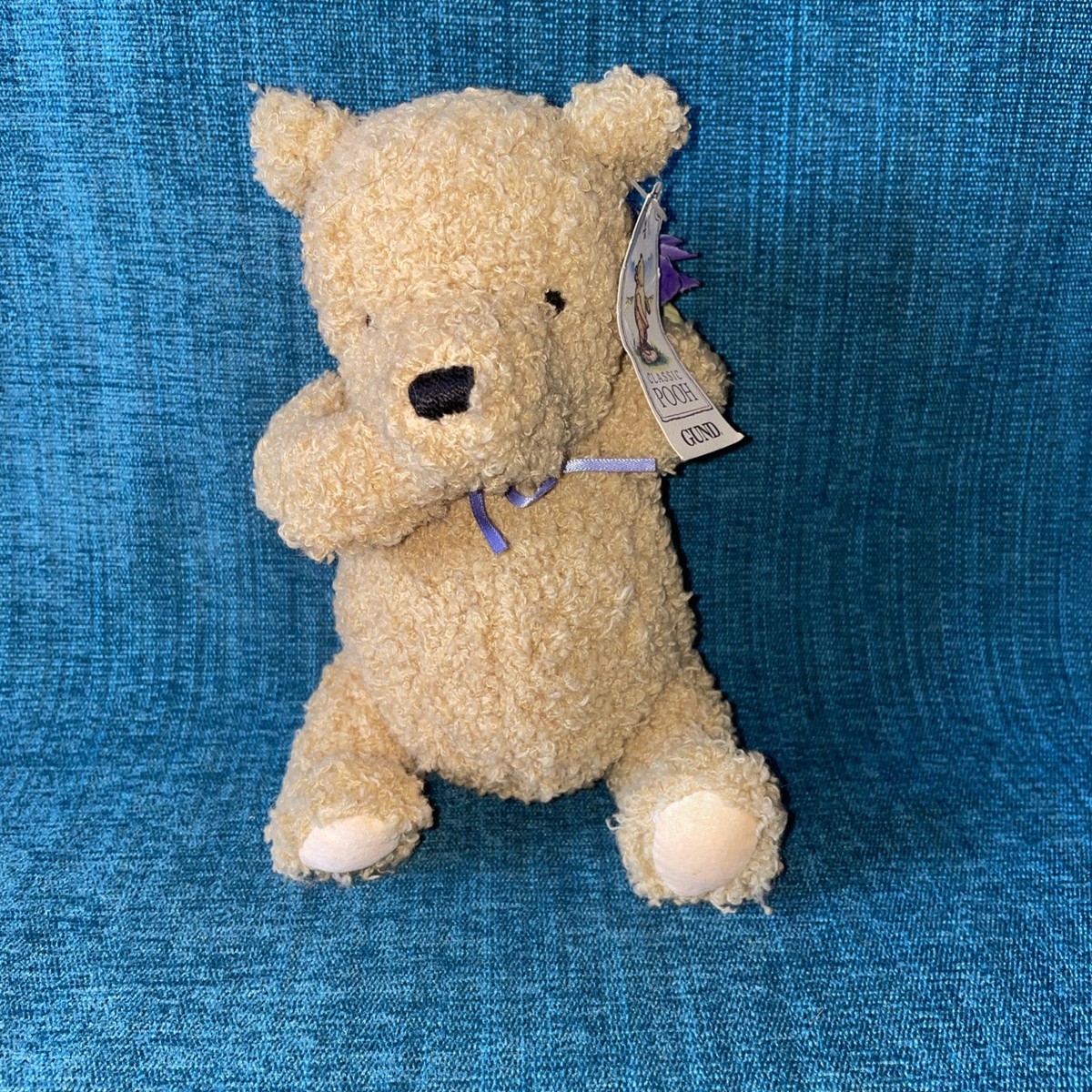 Gund Disney Classic Pooh Bear Golden Curly Plush Purple Bouquet 8
