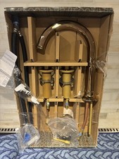 Polished Gold Brizo Invari Widespread High Arc Spout Faucet no Handles