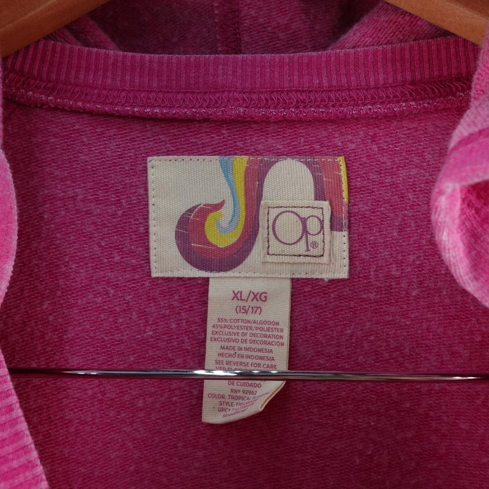 OP Ocean Pacific Kids Girls Pink Hooded Pullover Sweatshirt Hoodie XL Y2K Grunge - Image 4 of 4