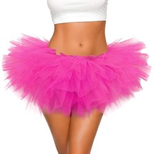 Adult Hot Pink 5-Layer Tulle Puffy Tutu Skirt 80s Vintage Women's Tutu Dress