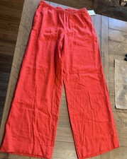 NEW Ladies A New Day Wide Leg Linen Blend Pull-On Pants; Red; Sz Small