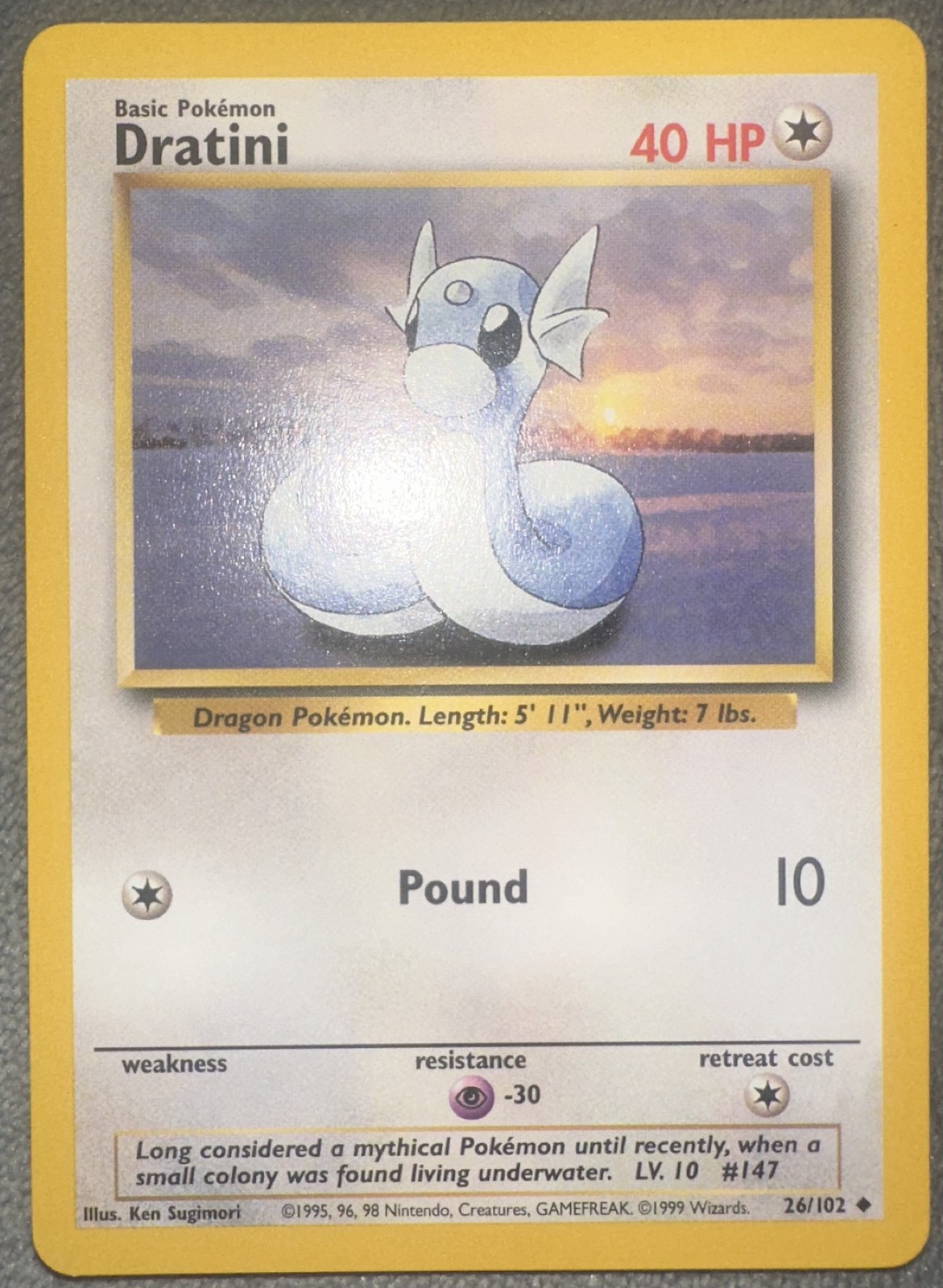Dratini 26/102 Uncommon Base Set Unlimited Pokemon Near Mint