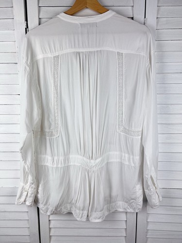 Magali Pascal White Shirt Long Sleeve Top Blouse Rayon Office Business Sz S-L - Picture 5 of 9