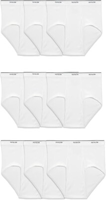 Fruit of the Loom Men Brief 3 or 9 Pack Comfort  Waistband White S-XL