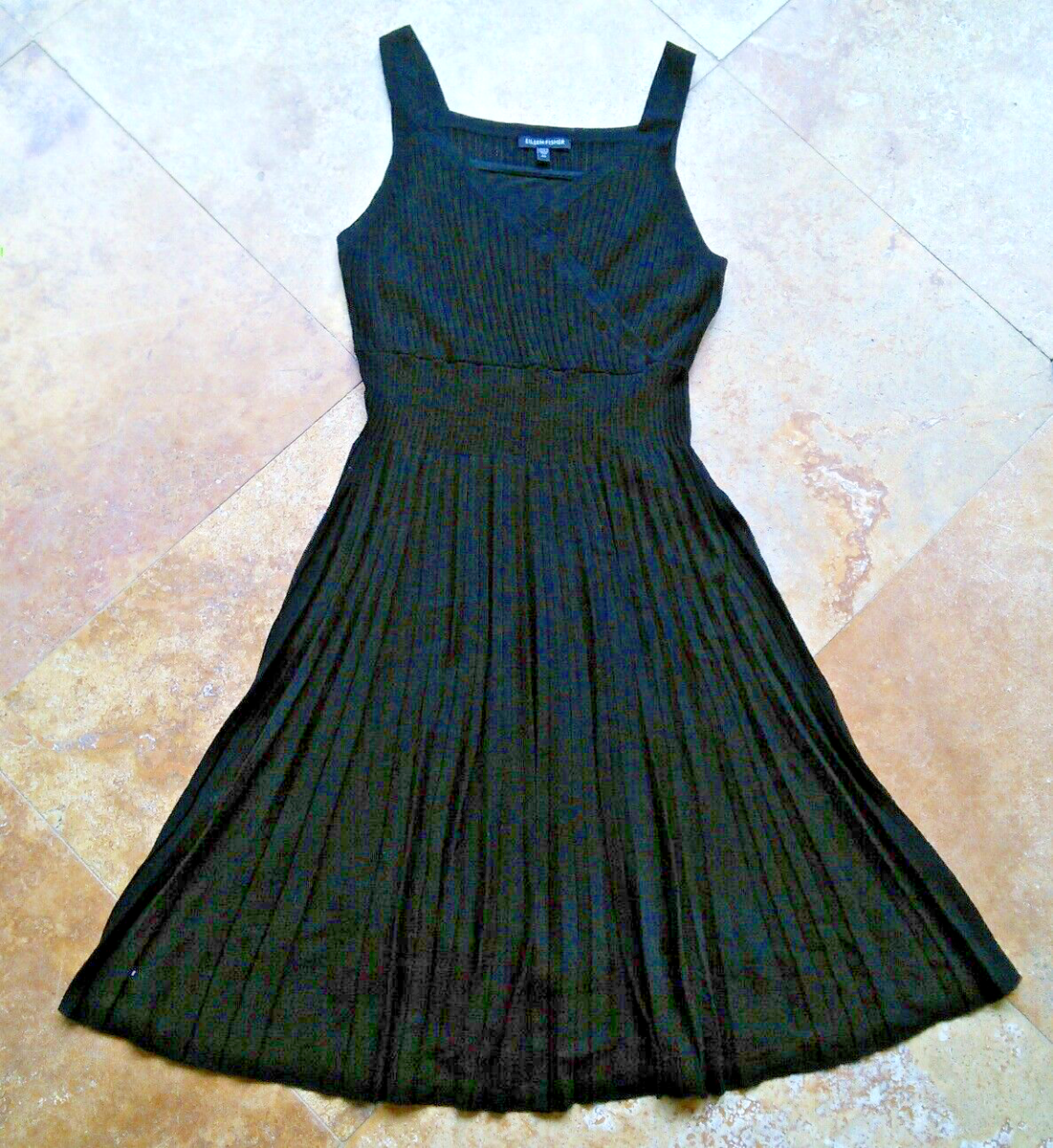 eileen fisher silk a line dress Crushed Silk Tiered Dress
