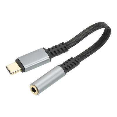 USB Type C to 3.5mm Headphone Jack Adapter USB C to Aux Audio Cord 6'' Grey