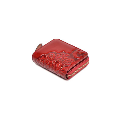 Erivis Womens Large Capacity Red Leather Wristlet Purse with Card Holder
