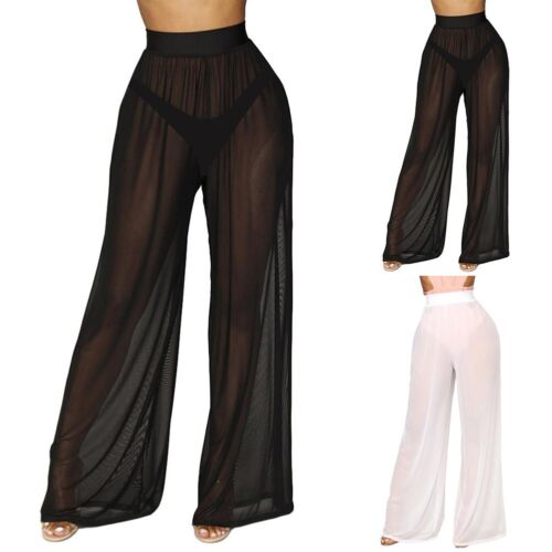 Trousers Shopping Leg Long Loose Mesh Polyester Sheer Soft Solid Color - Picture 1 of 42