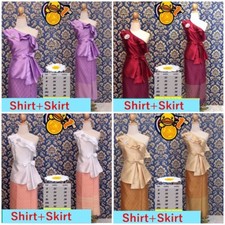1 Set Thai Traditional Shirt Blouse Skirt Dress Silk Casual Elegant SizeS-3XL
