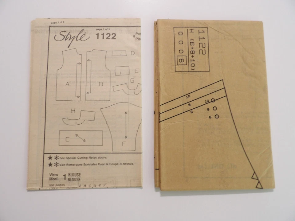 Style 1122 Misses' Set of Pullover Blouses Size 6-8-10 Uncut Sewing Pattern - Image 2 of 3