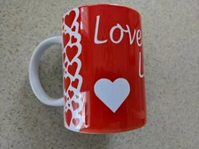   Set of 2 15 oz. Love White/Red Coffee/Tea Mugs/Cups