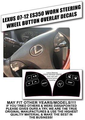Steering Wheel Control Button Decal Stickers For Lexus ES350 2007-2012 – Matte Black, Repair Covers