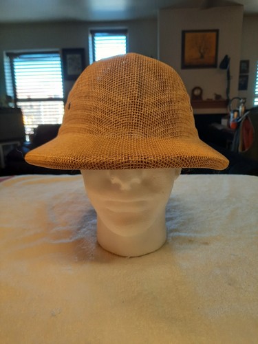 Vintage Woven Straw Pith Helmet Tan 