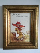 Vintage Cottage Core Holly Hobbie Print in 8"x10" Antique Real Gold Leaf Frame
