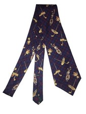 Tommy Hilfiger Mens Silk Golf All Over Print Multicolor Necktie Made In USA