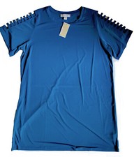 Michael Kors Womens short sleeve Dress MK logo Plus Size 2X Cyan Blue Ladder sle