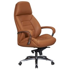 FineBuy Bürostuhl Caramel Chefsessel Echtleder Ergonomisch XXL Drehstuhl 120 kg