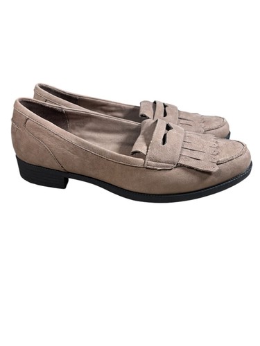 Hotter Shoes Womens 8 Light Brown Suede Pointed Fringe Norton Loafers Mocassin - Picture 5 of 8